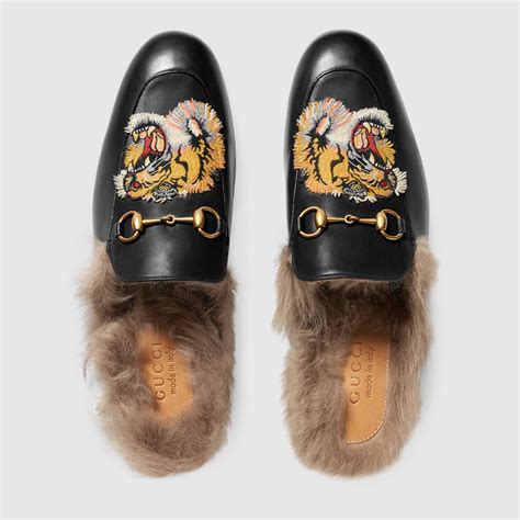 gucci tiger princetown|gucci princetown slipper fur.